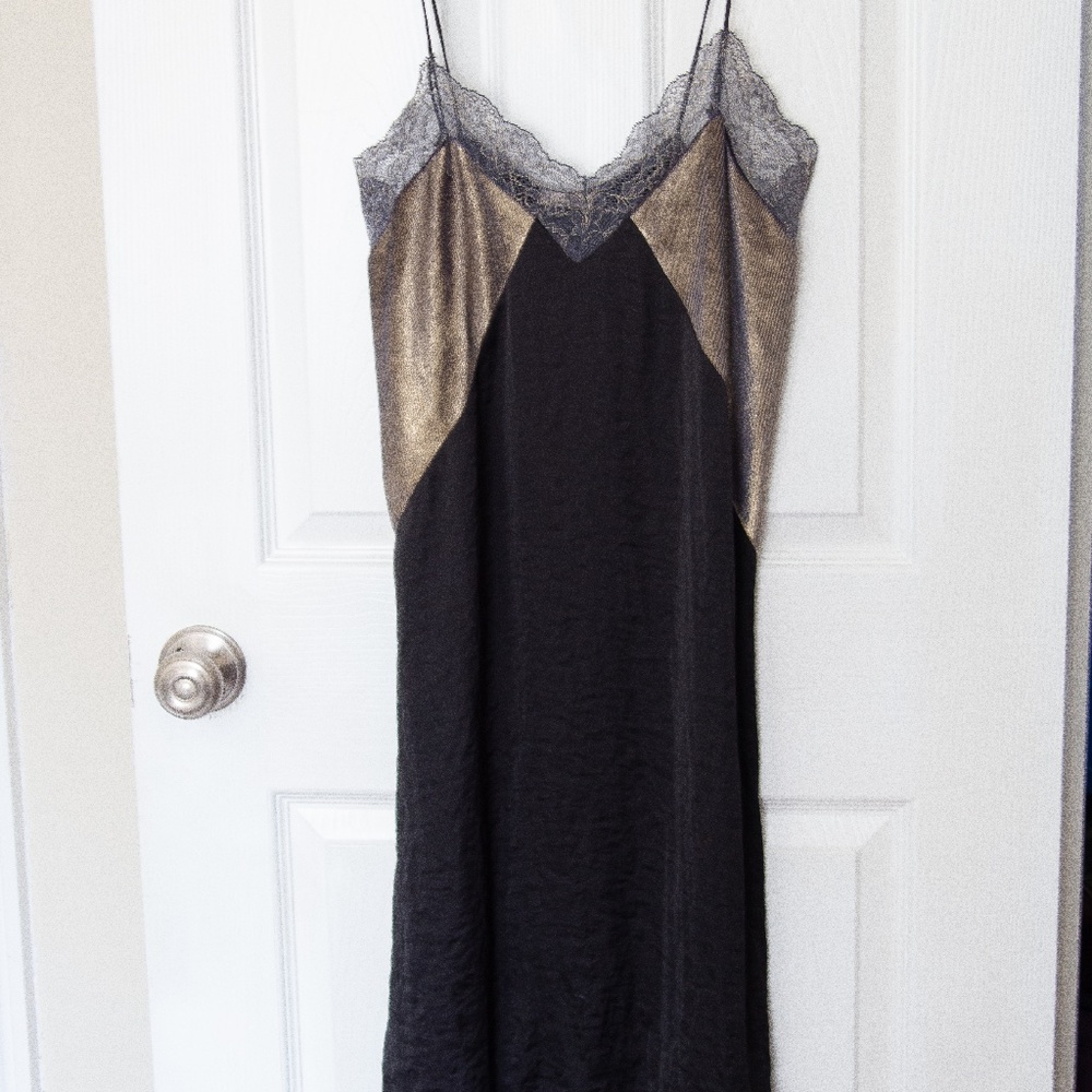 NWOT.Zara W&B Collection Slip Dress w/ Lace Detail